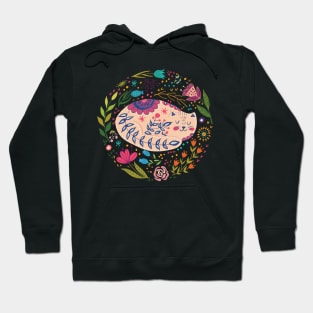 colorful illustration with beautiful cat and flowers #1 Hoodie